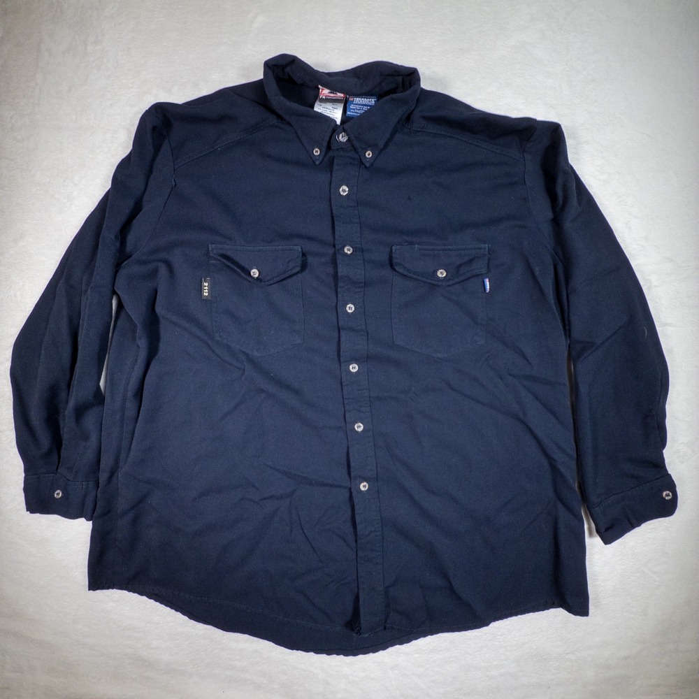 STEELGUARD FR Performance Navy Blue Button Down Shirt Long Sleeve‎ Workwear 3XL